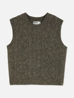 „Rita Ora“ Strickweste Mit Zopfmuster