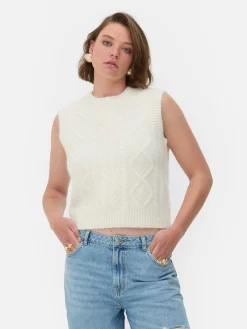 „Rita Ora“ Strickweste Mit Zopfmuster