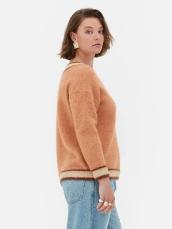 „Rita Ora“ Vintage-Pullover Mit V-Ausschnitt