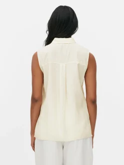 Ärmellose Bluse Mit Knopfleiste