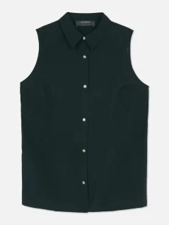 Ärmellose Bluse Mit Knopfleiste