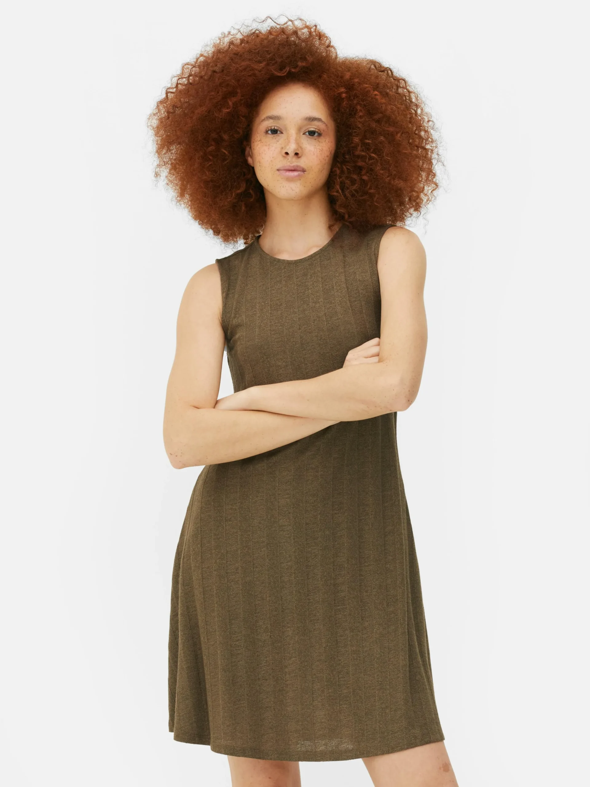 Ärmelloses, Geripptes Minikleid