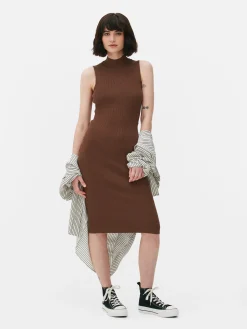 Ärmelloses Strick-Midikleid