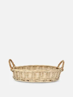 Rundes Tablett Aus Korbgeflecht Mit Griffen