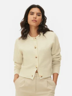 Rundhals-Cardigan Mit Knopfleiste