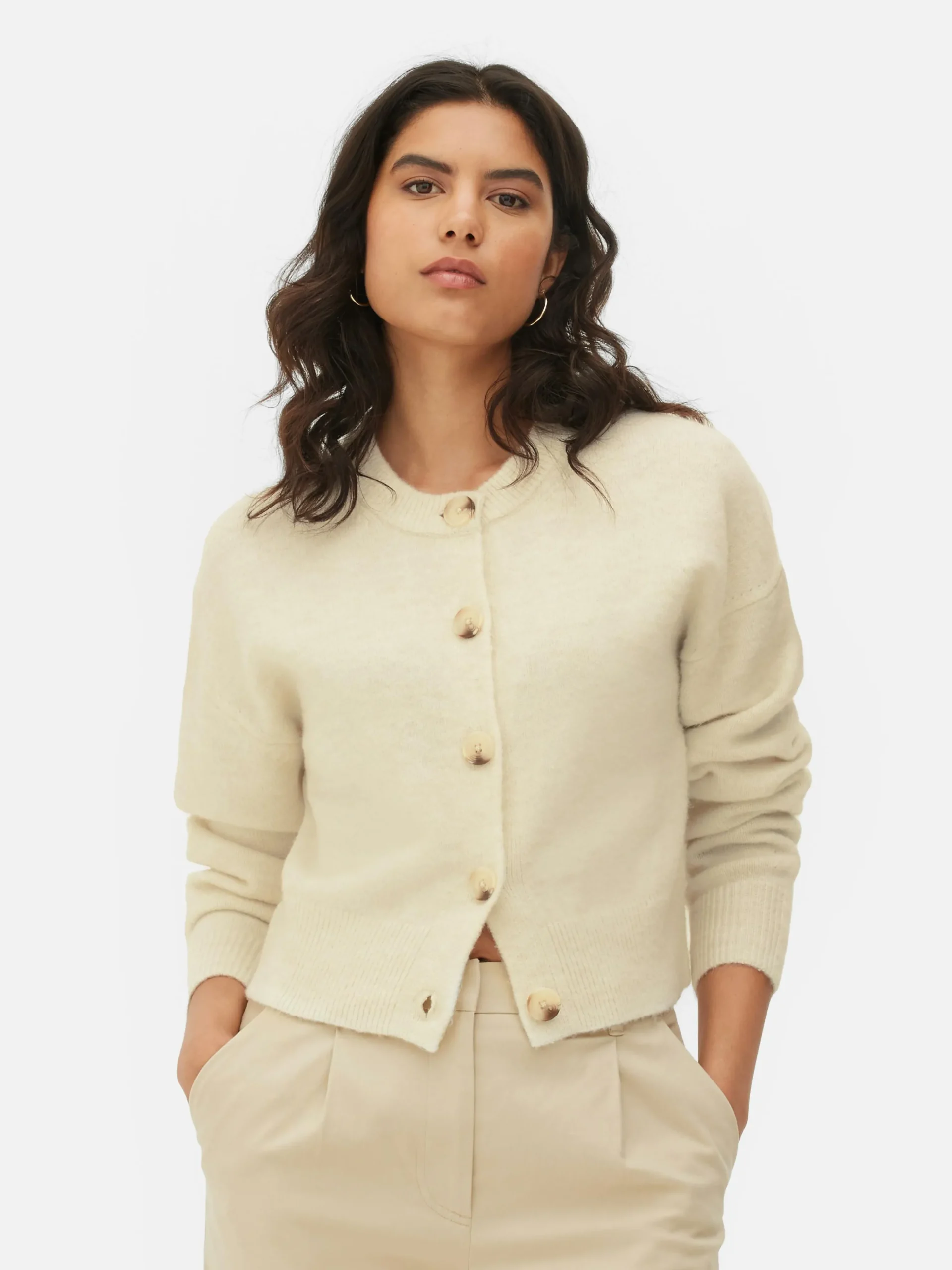 Rundhals-Cardigan Mit Knopfleiste