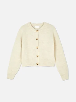 Rundhals-Cardigan Mit Knopfleiste