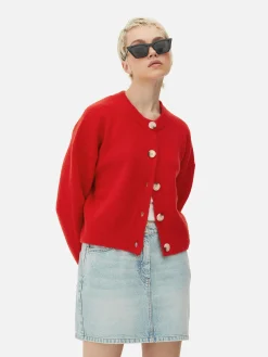 Rundhals-Cardigan Mit Knopfleiste