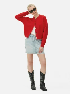 Rundhals-Cardigan Mit Knopfleiste