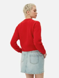 Rundhals-Cardigan Mit Knopfleiste