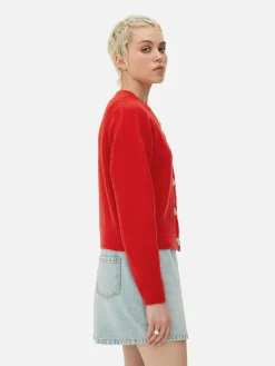 Rundhals-Cardigan Mit Knopfleiste