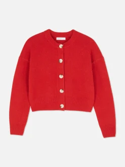 Rundhals-Cardigan Mit Knopfleiste