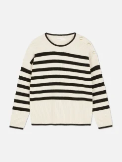 Rundhalspullover Mit Knopfdetail