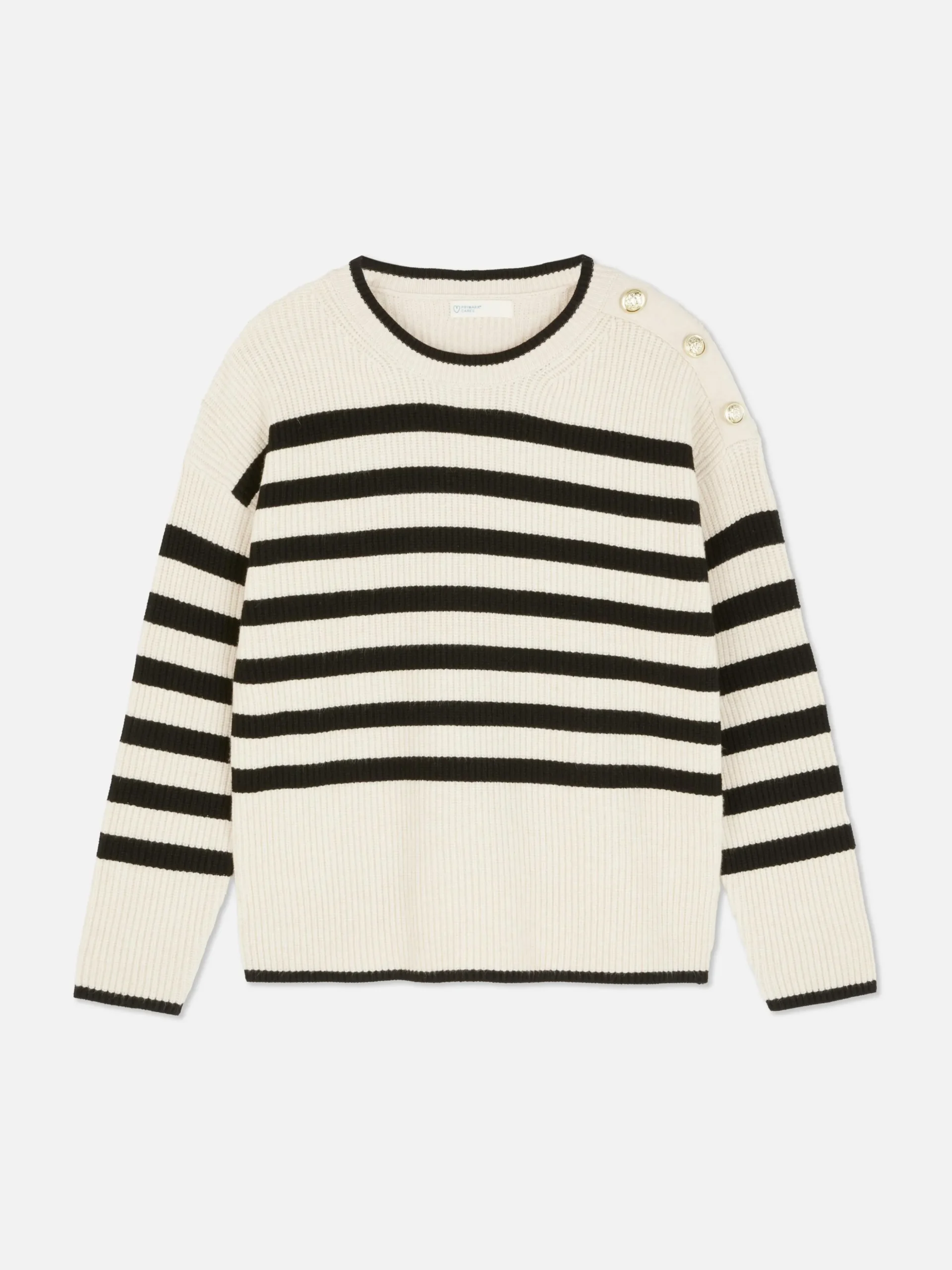 Rundhalspullover Mit Knopfdetail