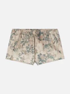Satin-Schlafanzugshorts Mit Blumenmuster