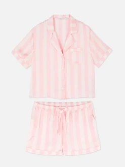 Schlafanzug Aus Satin Mit Top Und Shorts