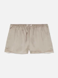 Schlafanzug-Shorts Aus Satin Mit Spitzenbesatz
