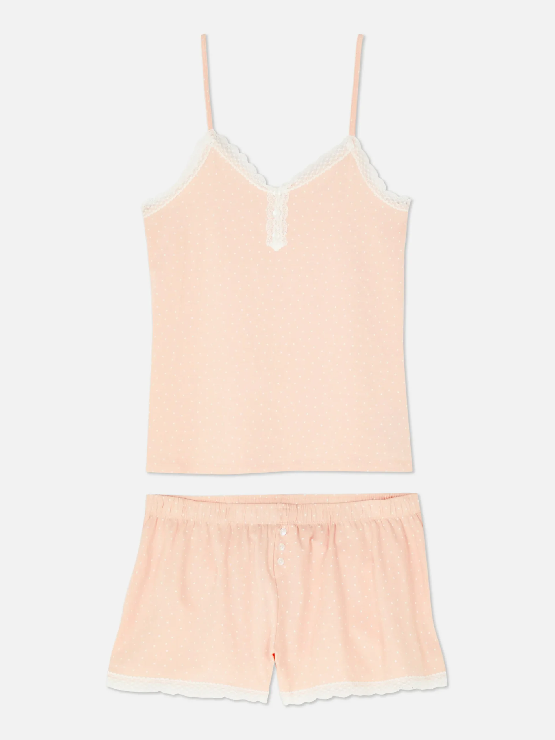 Schlafanzug-Trägertop Und Shorts Mit Spitzenbesatz