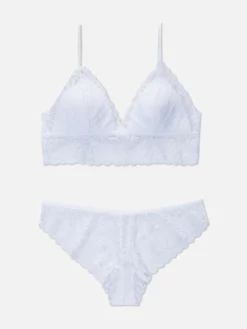 Set Aus Bralette-BH Und Brazil-Slip Mit Durchgehender Spitze