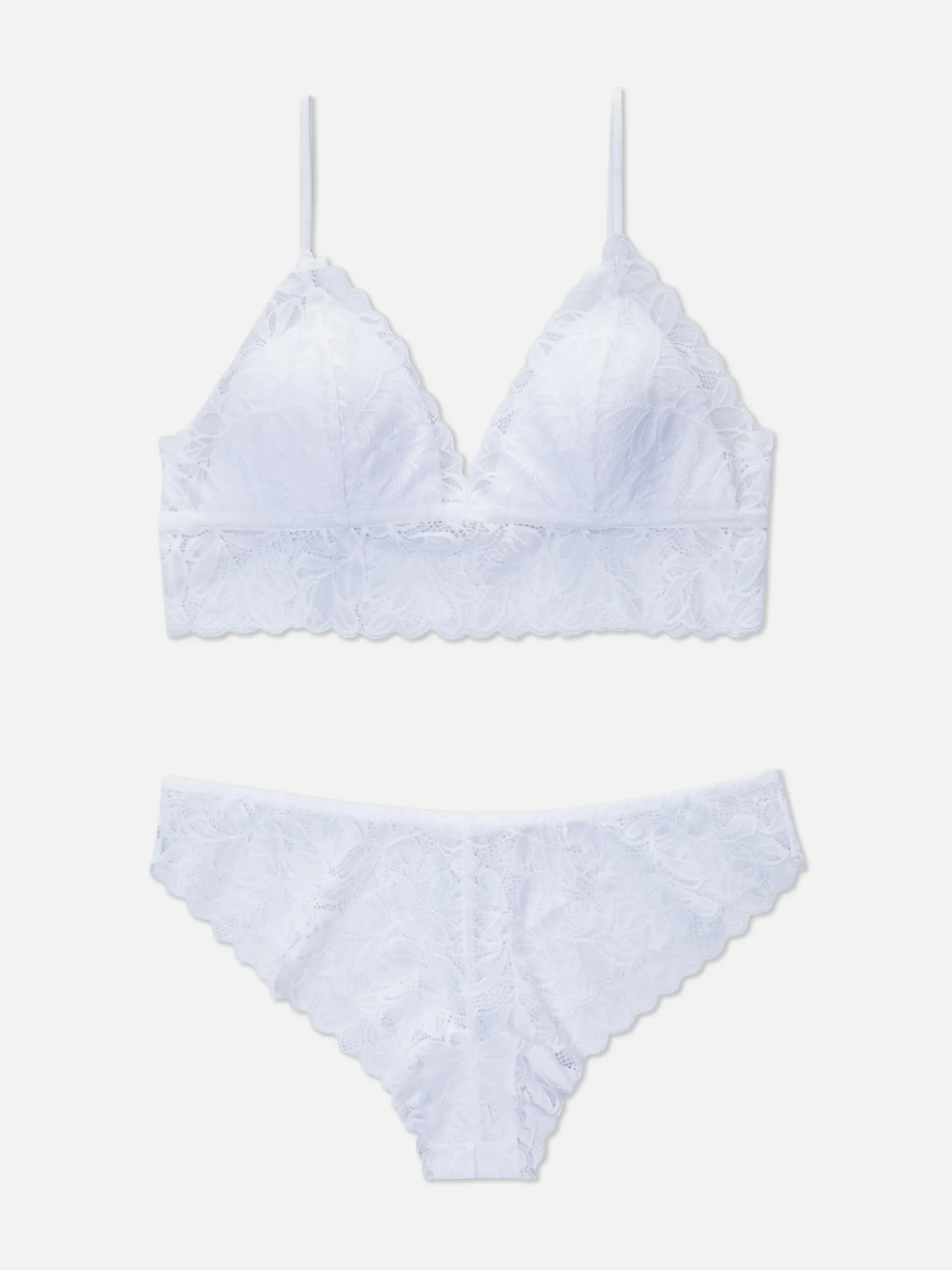Set Aus Bralette-BH Und Brazil-Slip Mit Durchgehender Spitze
