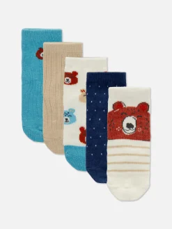 Socken Mit Bärenmotiv, 5er-Pack