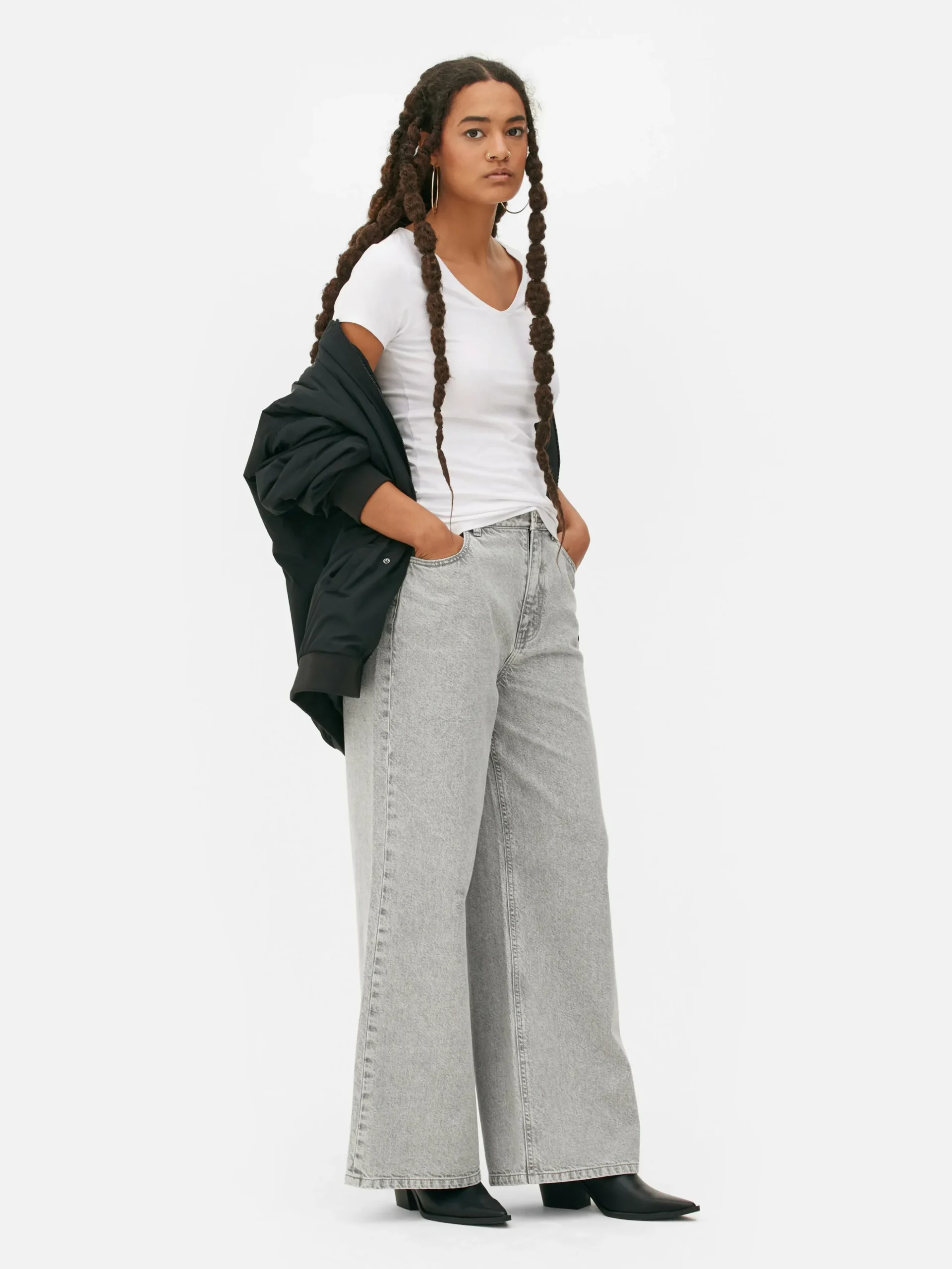 Stretch-T-Shirt Mit V-Ausschnitt