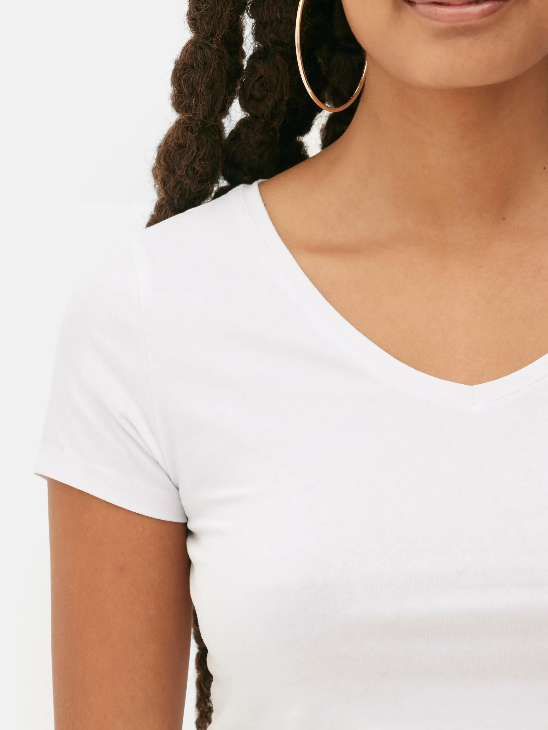 Stretch-T-Shirt Mit V-Ausschnitt