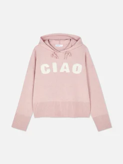 Strick-Hoodie Mit Slogan