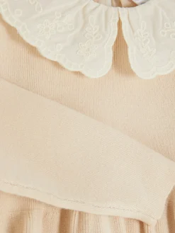 Strickkleid Mit Besticktem Kragen