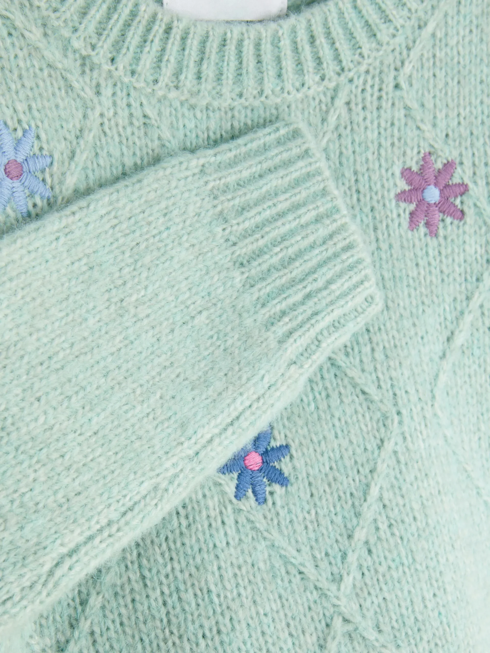 Strickpullover Mit Blumenstickerei