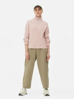 Strickpullover Mit Halbem Reißverschluss