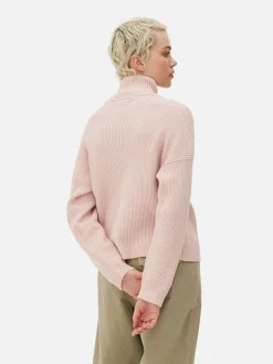 Strickpullover Mit Halbem Reißverschluss