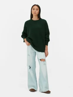 Strickpullover Mit Ärmelbündchen