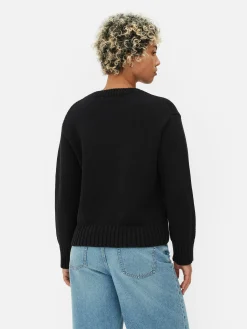 Strickpullover Mit Rundhalsausschnitt