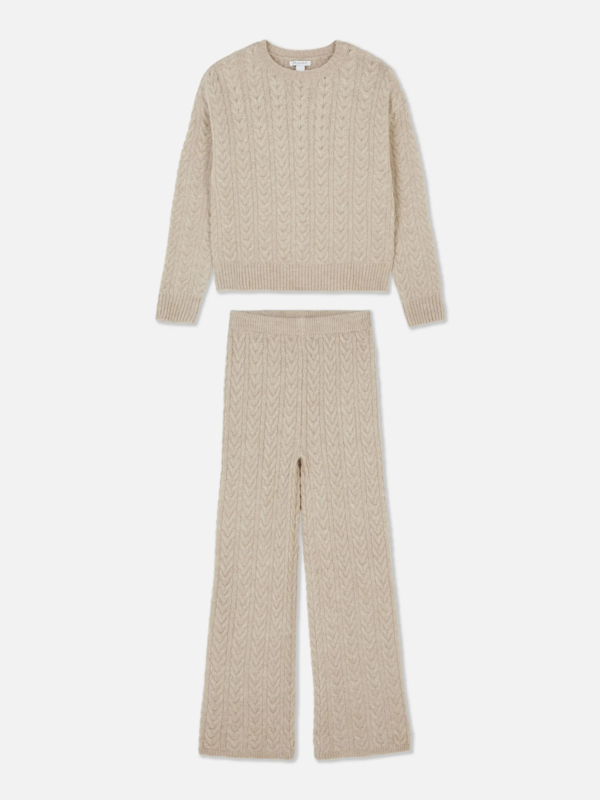 Strickpullover Mit Zopfmuster Und Leggings Im Set