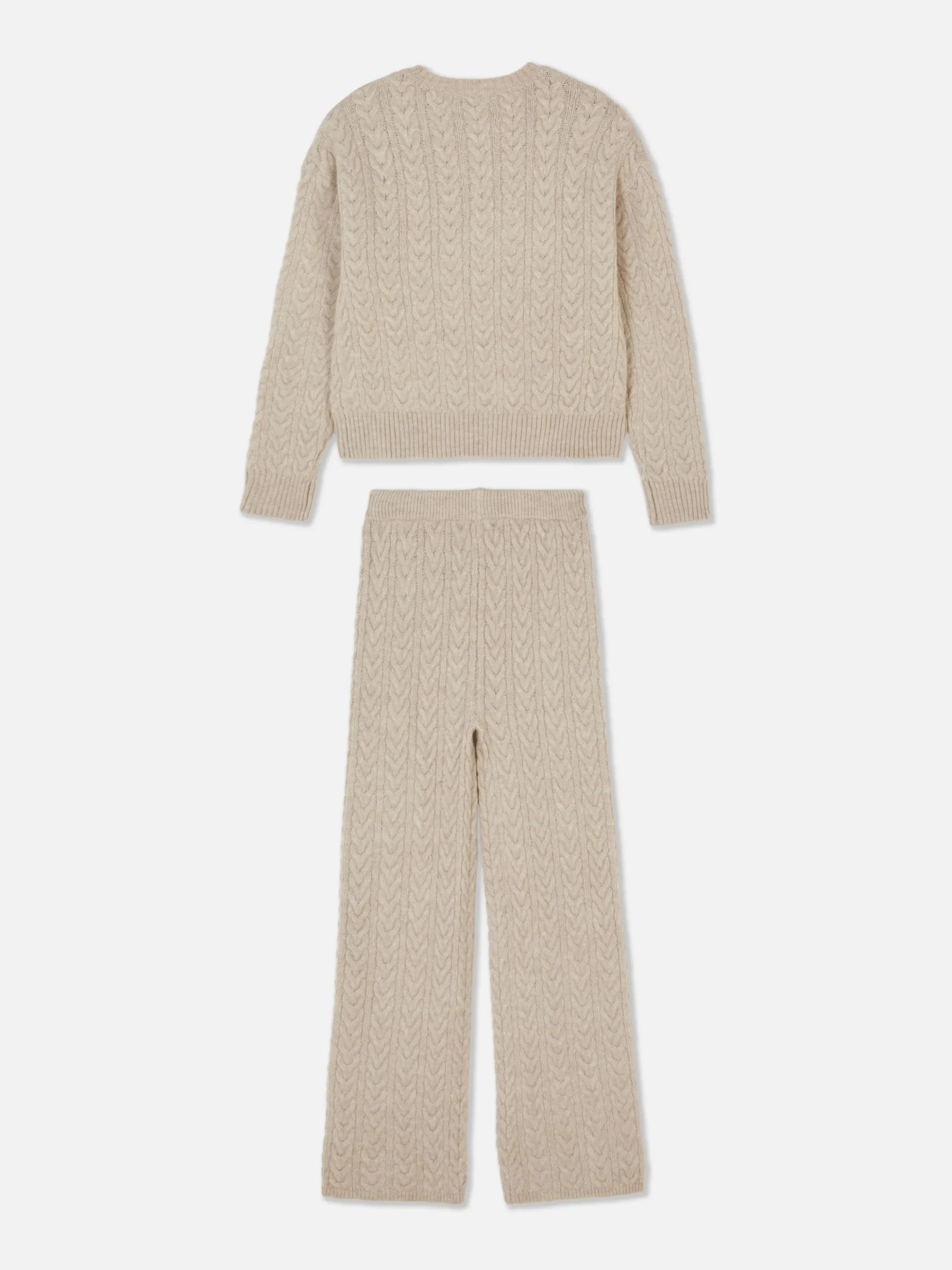 Strickpullover Mit Zopfmuster Und Leggings Im Set