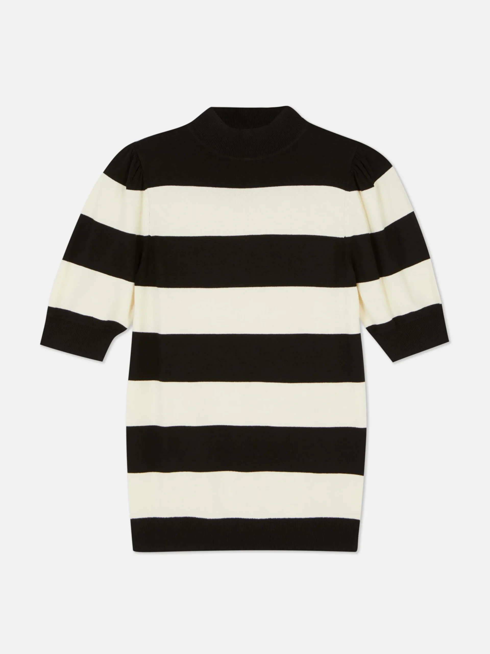 Stricktop Mit Puffärmeln Und Hohem Kragen