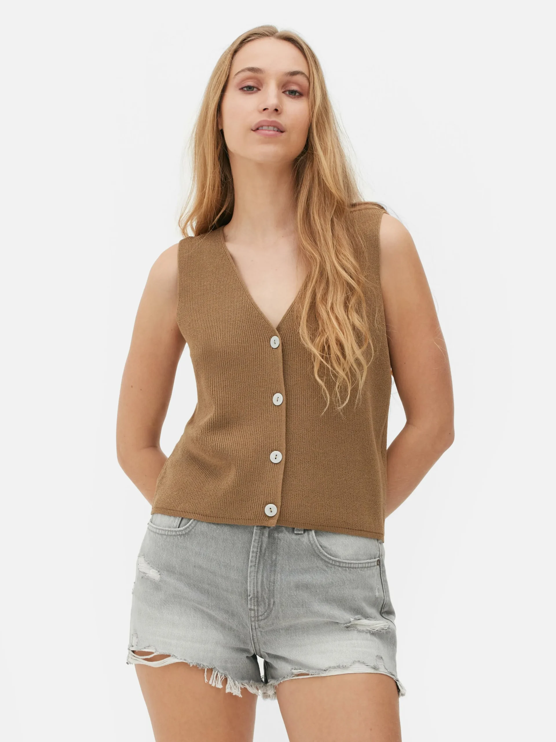 Strickweste Mit V-Ausschnitt