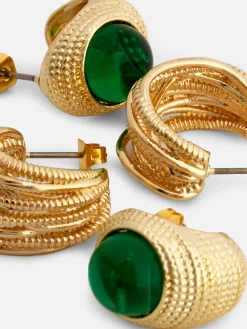 Strukturierte „Rita Ora“ Creolen, 2er-Pack