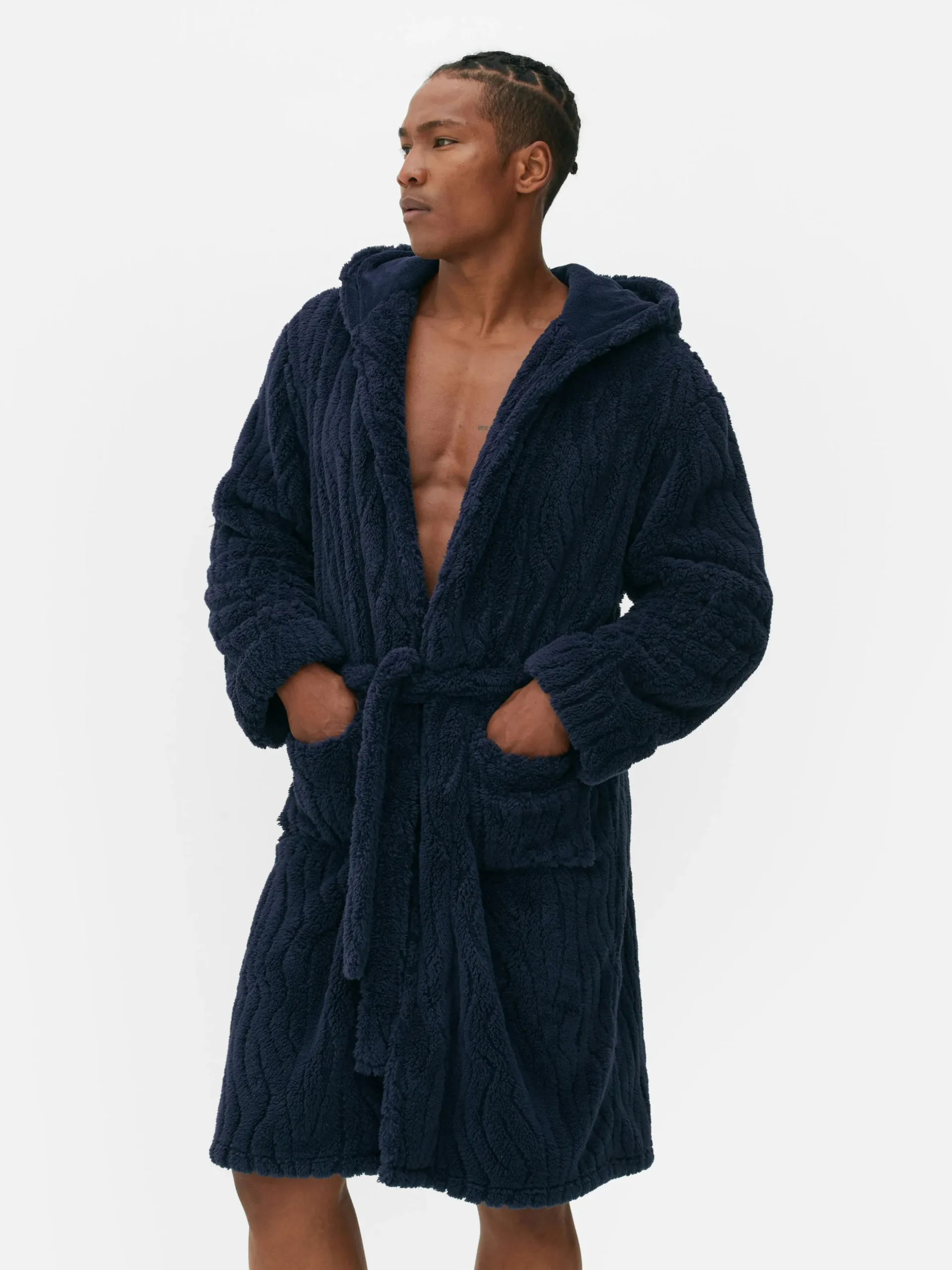 Strukturierter Fleece-Bademantel