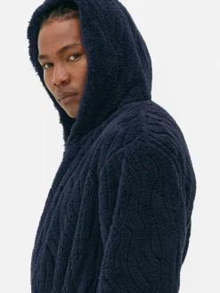 Strukturierter Fleece-Bademantel