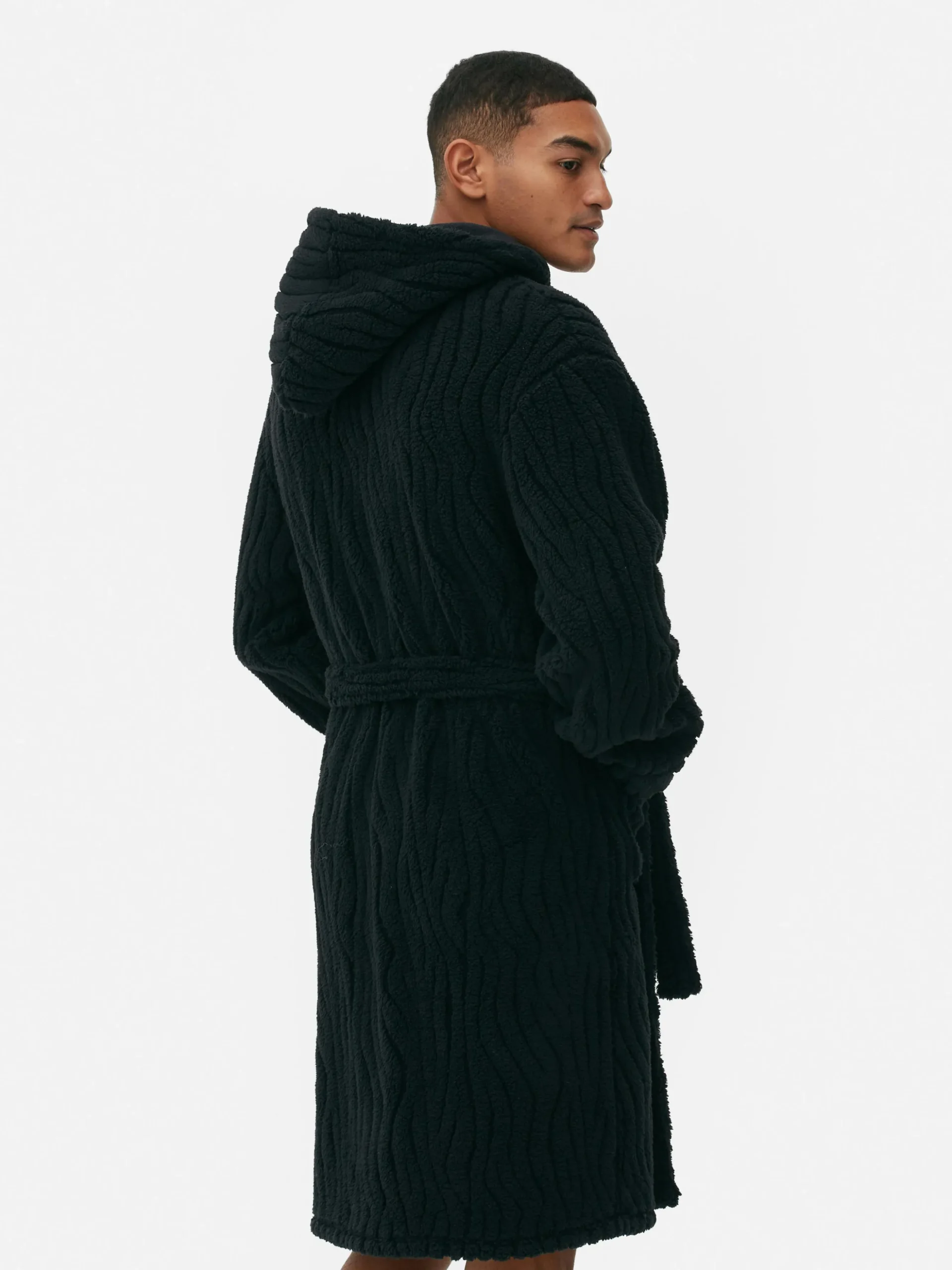 Strukturierter Fleece-Bademantel