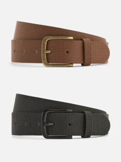 Strukturierter Kunstledergürtel, 2er-Pack