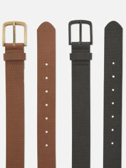 Strukturierter Kunstledergürtel, 2er-Pack