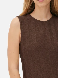 Strukturiertes, ärmelloses Maxikleid Mit Streifen