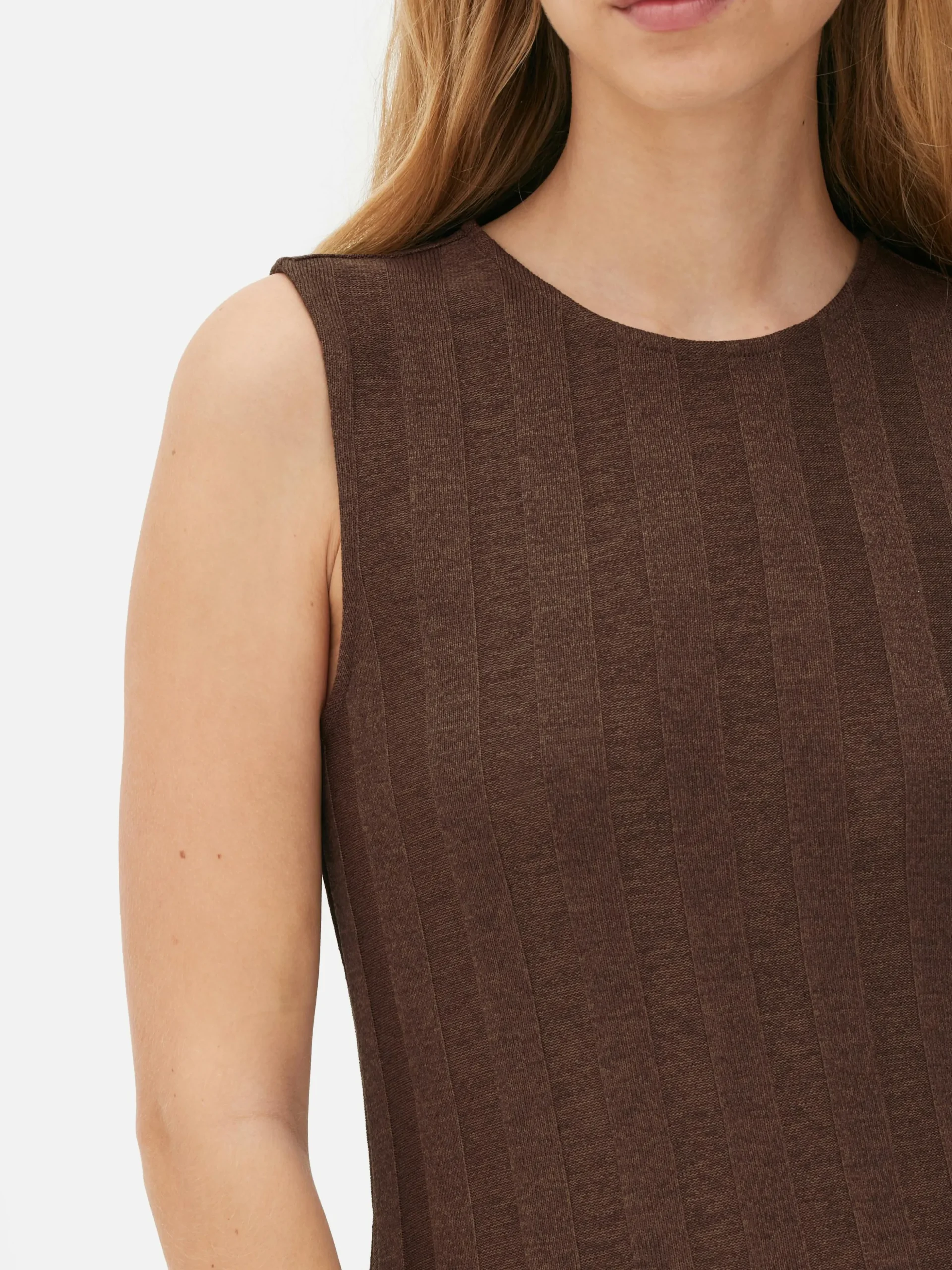 Strukturiertes, ärmelloses Maxikleid Mit Streifen