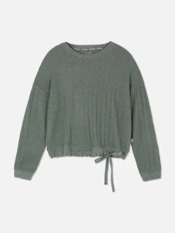 Superweiches, Geripptes Schlafanzugtop Mit Schleife