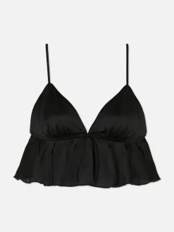 Triangel-Bralette-BH Aus Satin Mit Fließendem Volant