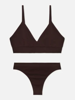 Triangel-Bralette-BH Und Tanga Im Nahtlosen Set