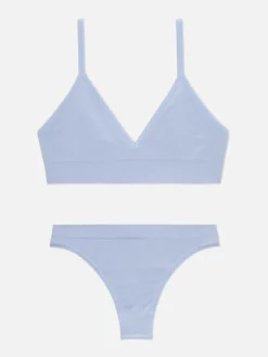 Triangel-Bralette-BH Und Tanga Im Nahtlosen Set